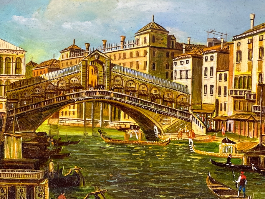 Just Added - Original Italian Canal Scene Painting On Board 10' X 8' Framed 12' X 10' [Photo 5]