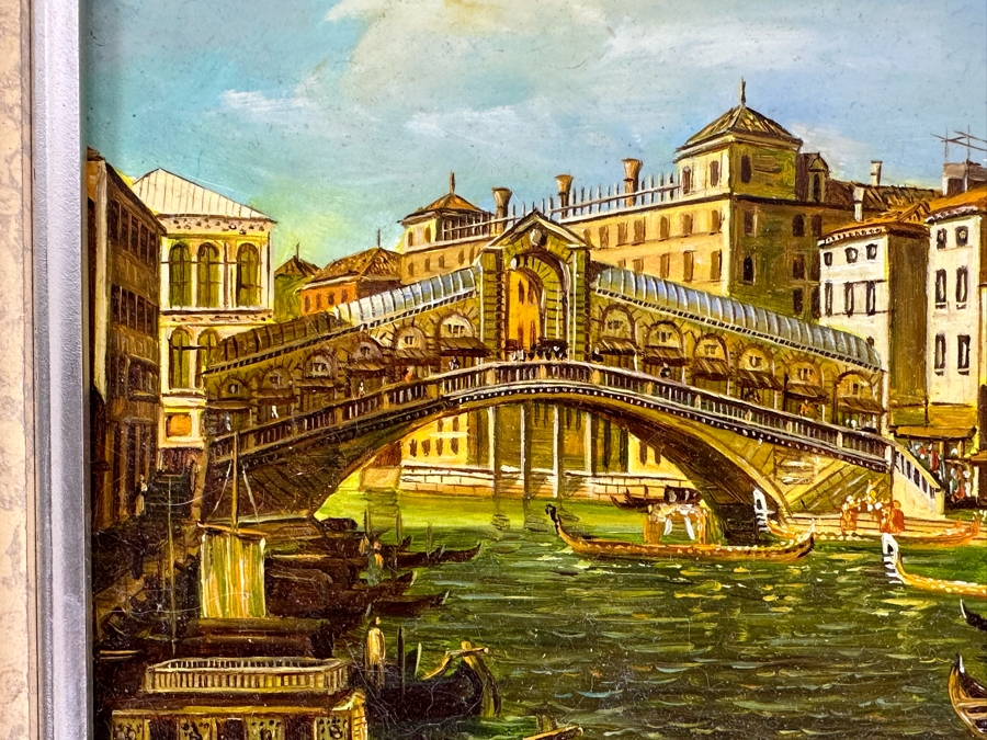 Just Added - Original Italian Canal Scene Painting On Board 10' X 8' Framed 12' X 10' [Photo 6]