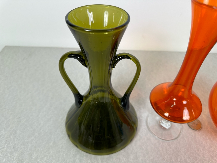 Just Added - Collection Of Vintage MCM Glass Vases 7'H-8'H [Photo 7]