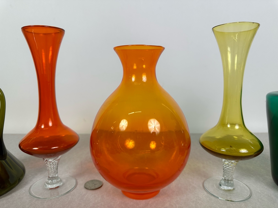 Just Added - Collection Of Vintage MCM Glass Vases 7'H-8'H [Photo 2]
