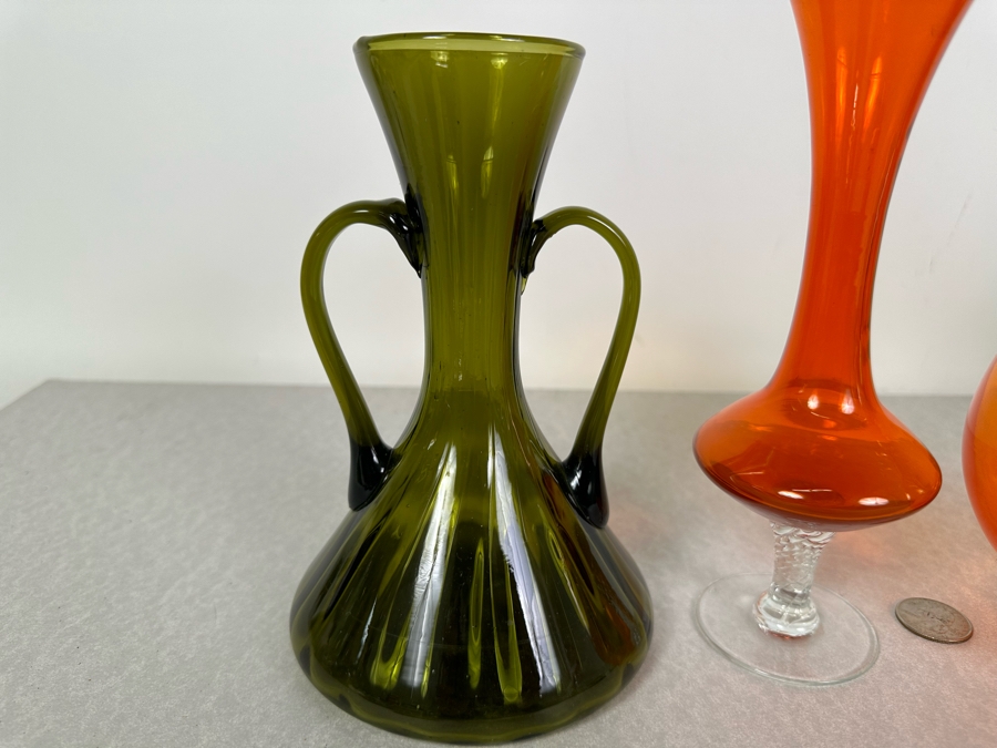 Just Added - Collection Of Vintage MCM Glass Vases 7'H-8'H [Photo 6]