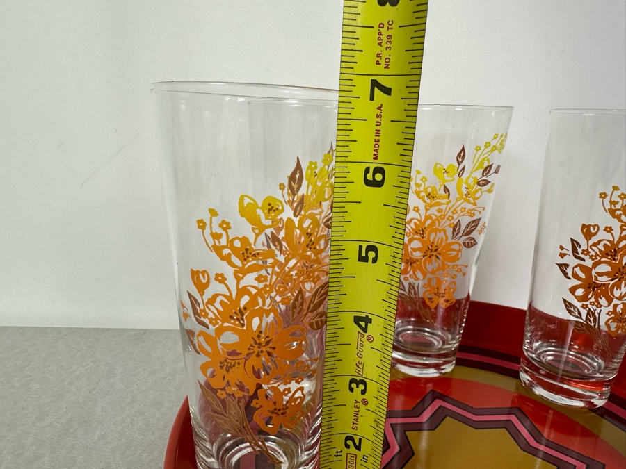 Just Added - Pair Of Metal Serving Trays Ducor Made In England 12'R And Five Vintage Glasses 6.75'H [Photo 3]