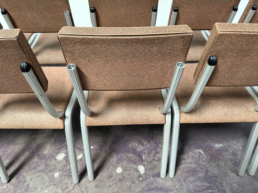 Just Added - Vintage Art Deco Machine Age Aluminum Vinyl Wear-Ever Side Chairs Stackable By The Aluminum Cooking Utensil Co., Inc. 17.5'W X 17'D X 32'H [Photo 15]