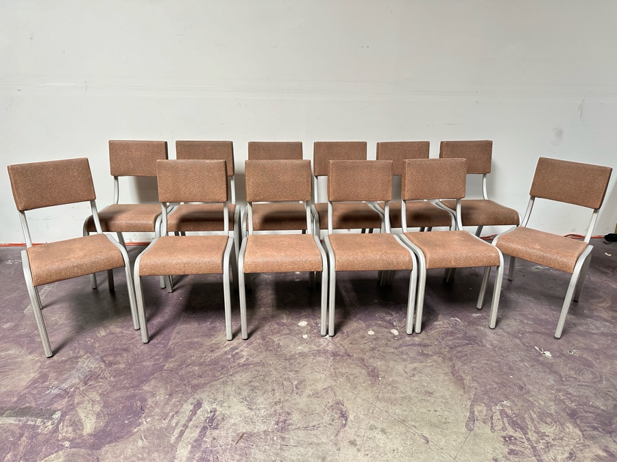 Just Added - Vintage Art Deco Machine Age Aluminum Vinyl Wear-Ever Side Chairs Stackable By The Aluminum Cooking Utensil Co., Inc. 17.5'W X 17'D X 32'H [Photo 3]