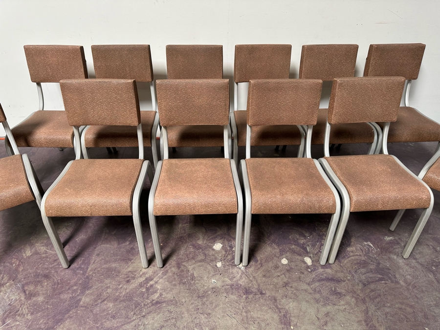 Just Added - Vintage Art Deco Machine Age Aluminum Vinyl Wear-Ever Side Chairs Stackable By The Aluminum Cooking Utensil Co., Inc. 17.5'W X 17'D X 32'H [Photo 6]