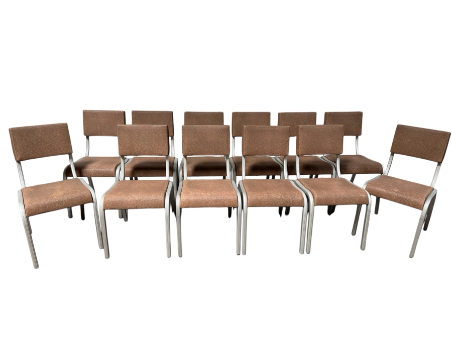 Just Added - Vintage Art Deco Machine Age Aluminum Vinyl Wear-Ever Side Chairs Stackable By The Aluminum Cooking Utensil Co., Inc. 17.5'W X 17'D X 32'H [Photo 2]