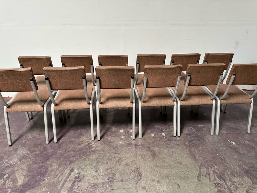 Just Added - Vintage Art Deco Machine Age Aluminum Vinyl Wear-Ever Side Chairs Stackable By The Aluminum Cooking Utensil Co., Inc. 17.5'W X 17'D X 32'H [Photo 13]
