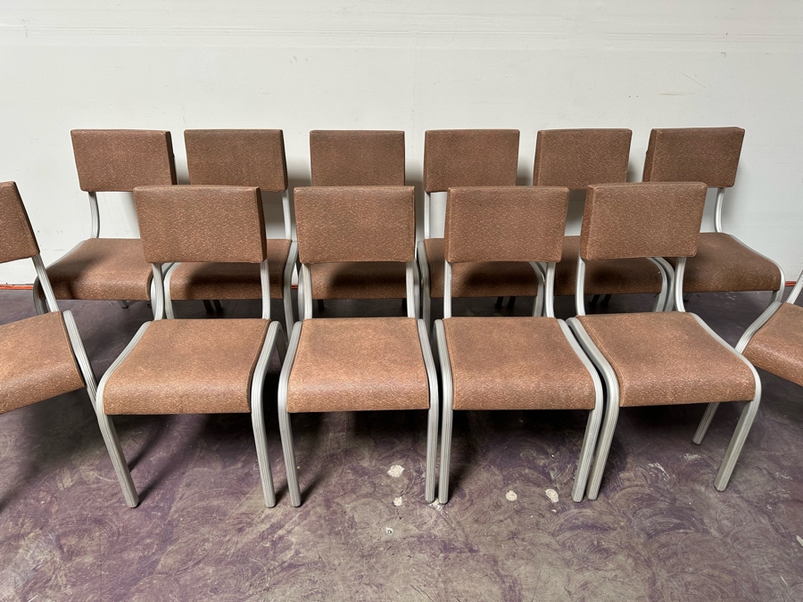 Just Added - Vintage Art Deco Machine Age Aluminum Vinyl Wear-Ever Side Chairs Stackable By The Aluminum Cooking Utensil Co., Inc. 17.5'W X 17'D X 32'H [Photo 5]