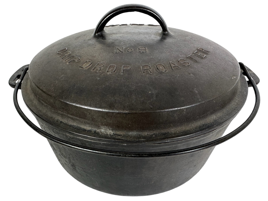 Vintage Wagner Ware No 9 Drip Drop Roaster Cast Iron With Handle 13'W X 8'H [Photo 1]