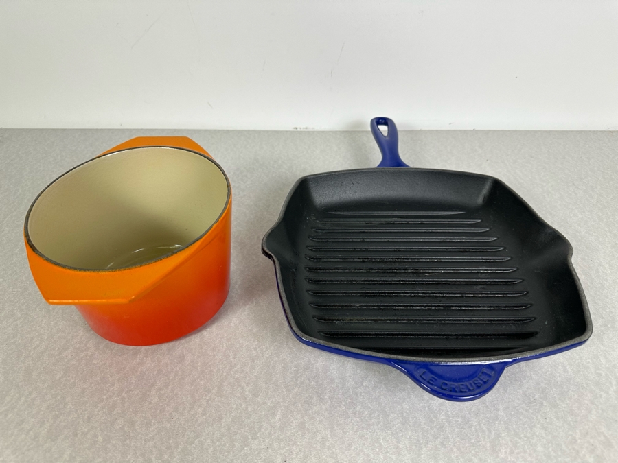 Le Creuset Cast Iron Enamel Pot & Skillet Made In France 17'W X 9'H [Photo 3]