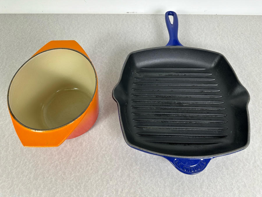 Le Creuset Cast Iron Enamel Pot & Skillet Made In France 17'W X 9'H [Photo 2]