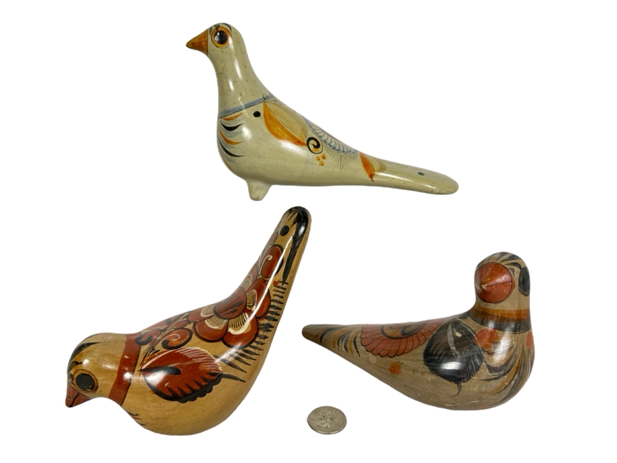 (3) Mexican Pottery Bird Figurines 8'W [Photo 1]