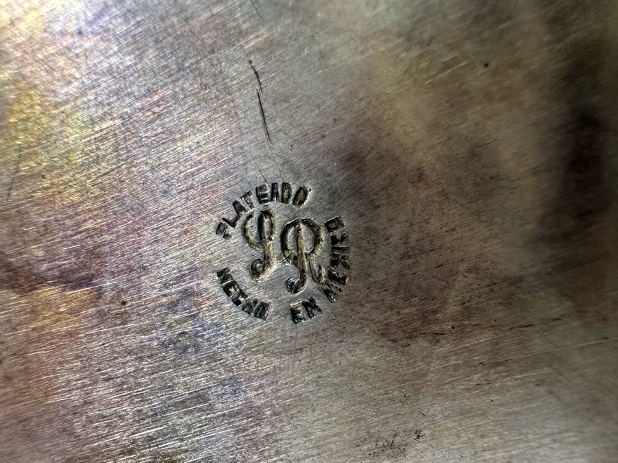 Vintage MCM Mexican Hammered Silverplate Pitcher Signed LR With Horn Handle 10.5'H [Photo 8]