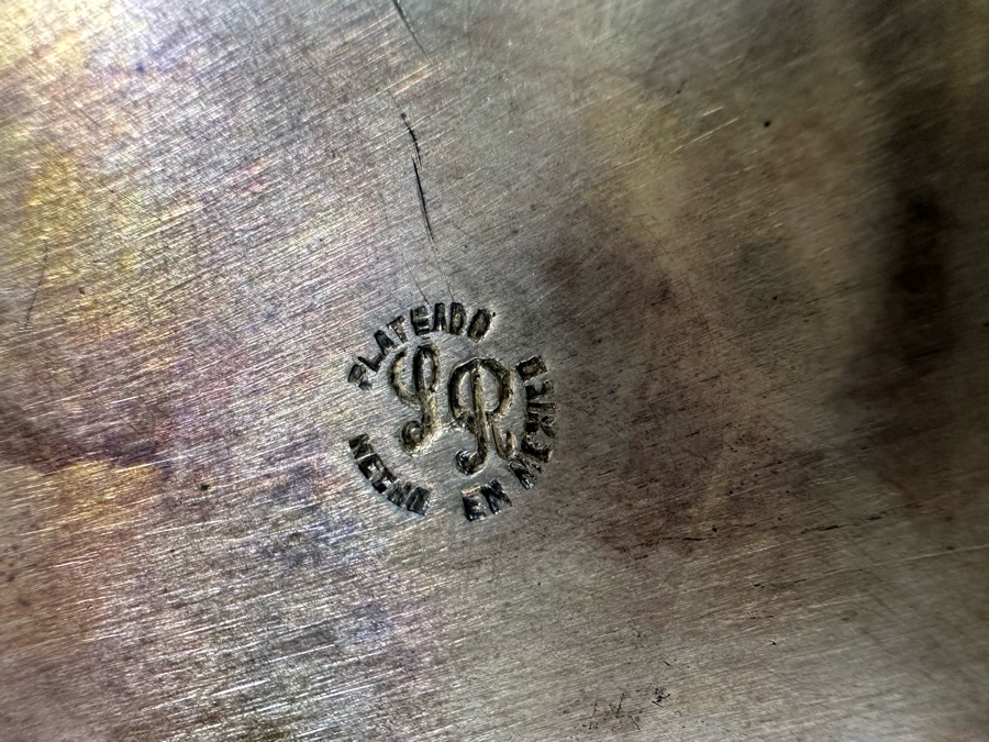 Vintage MCM Mexican Hammered Silverplate Pitcher Signed LR With Horn Handle 10.5'H [Photo 9]