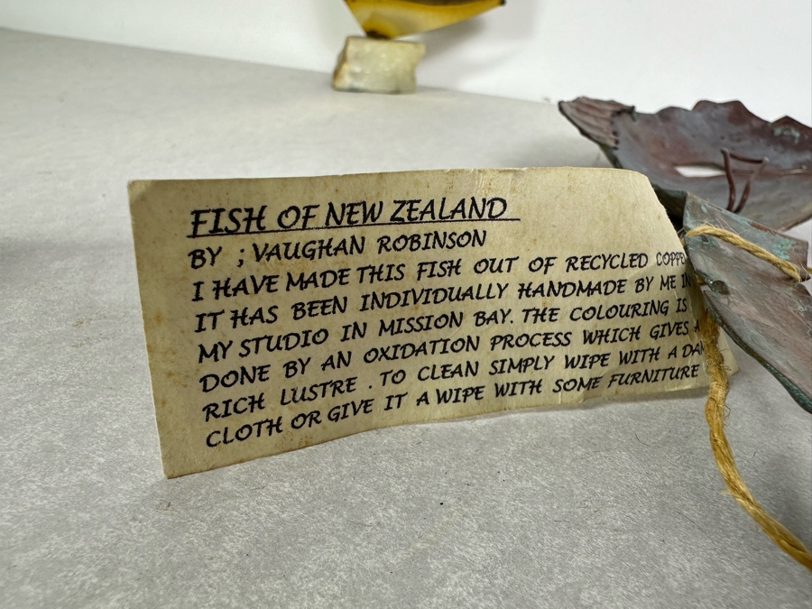 Artist Signed Brass Sailboat Sculpture, Handmade Copper Seahorse Wall Decor By Vaughan Robinson (Retails $75) & Pair Of Carved Horn Egrets Birds 12'H - 14'H [Photo 12]