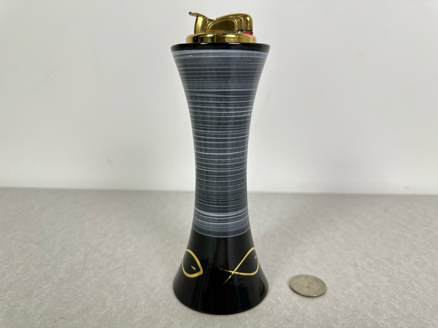 Vintage Mid-Century Modern Pottery Evans Lighter 7'H & Matching Ashtray [Photo 3]