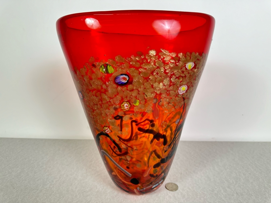 Stunning Ann Primrose Collection Italian Murano Glass Vase Signed By Ana Primrose 10'W X 12'H [Photo 2]