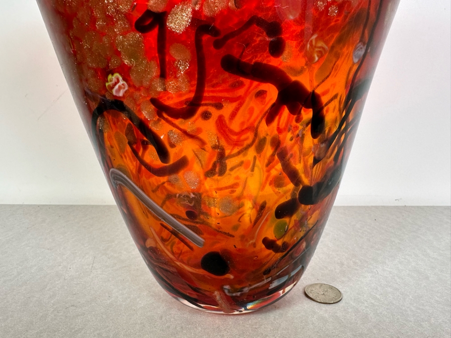 Stunning Ann Primrose Collection Italian Murano Glass Vase Signed By Ana Primrose 10'W X 12'H [Photo 5]