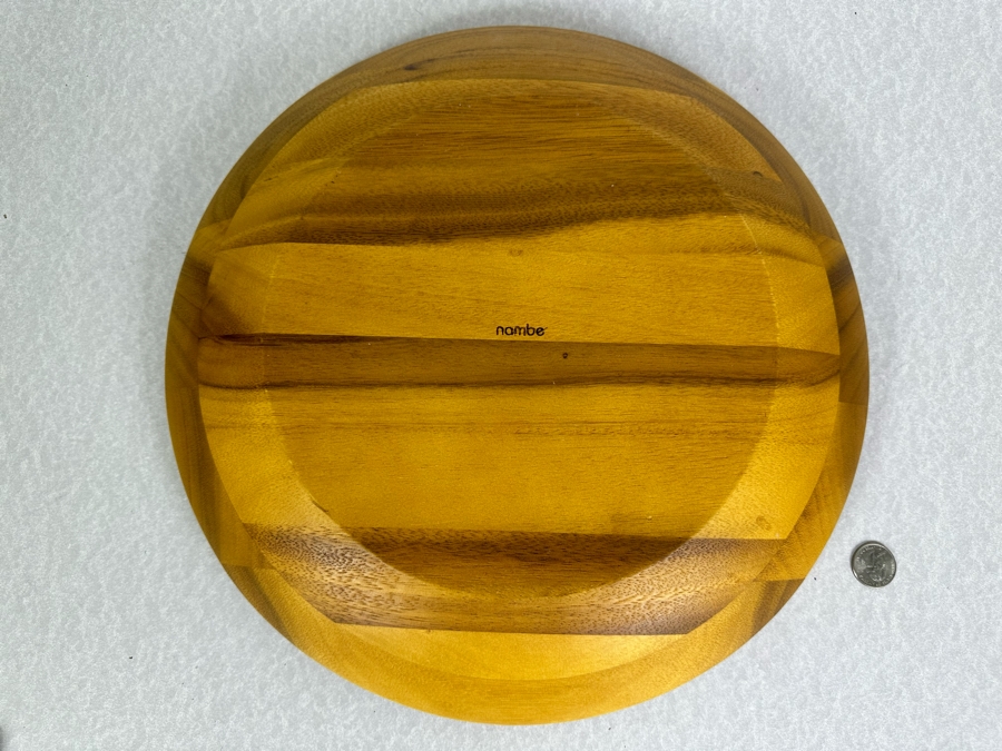 Nambe Acacia Wood Cheese Block With Knife & Spreader Magnetic 15'W [Photo 6]