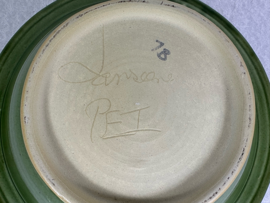 Vintage Peter Jansons Prince Edward Island Canada Artist Signed Studio Pottery Bowl 12'R X 3'H [Photo 6]