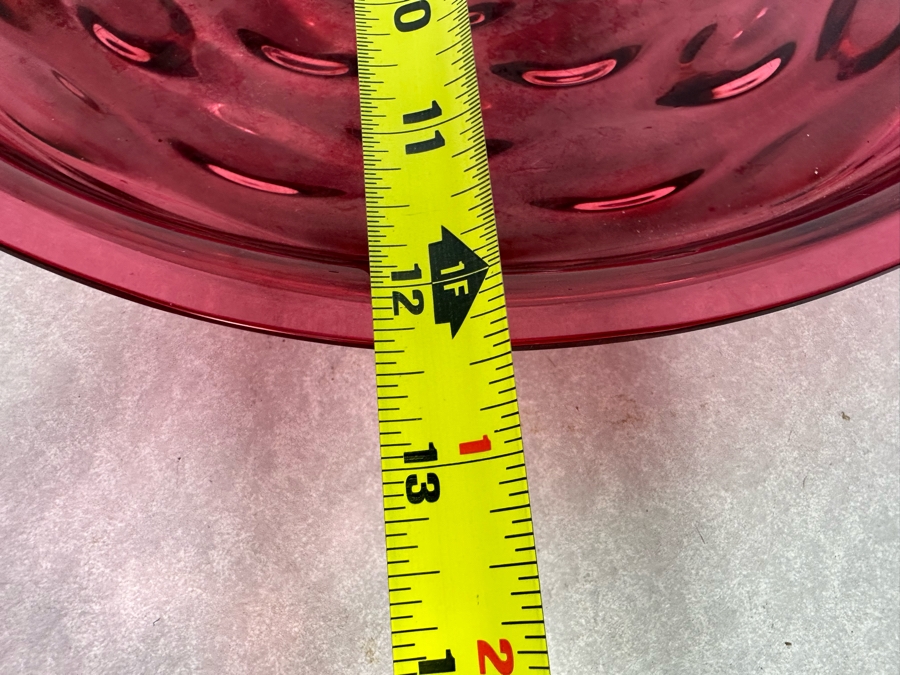 Vintage Cranberry Glass Decanter 7.5'H, (4) Tumbler Glasses 4'H And Matching Round Tray 12.5'R [Photo 7]