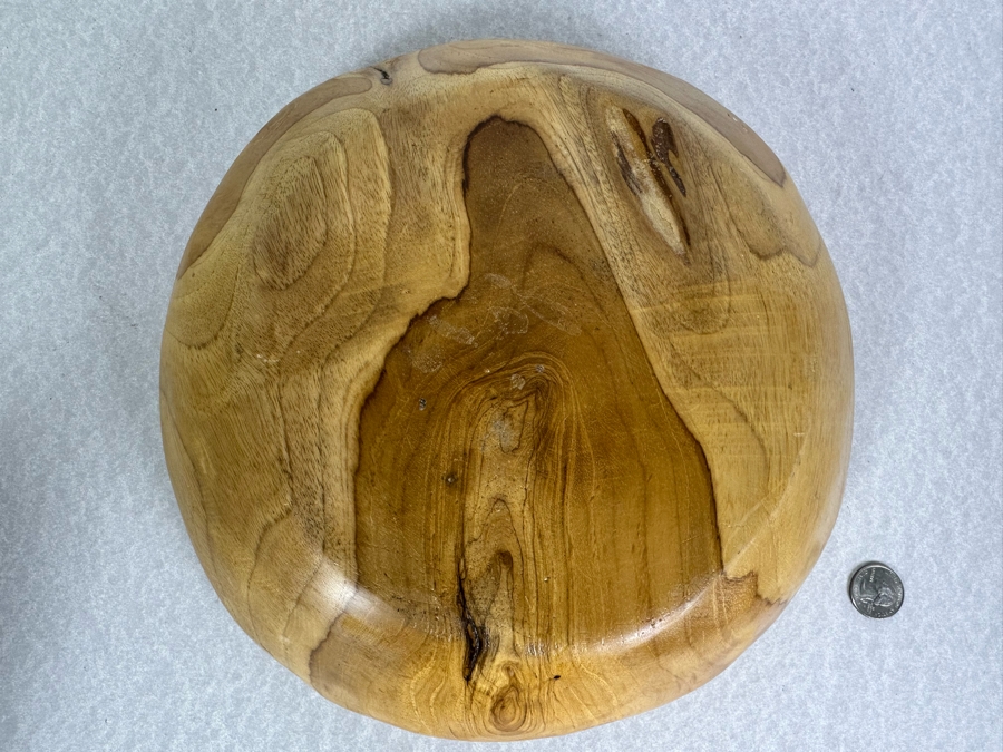 Turned Burled Walnut Bowl With Applied Brass Accents 11.75'W X 3'H [Photo 6]