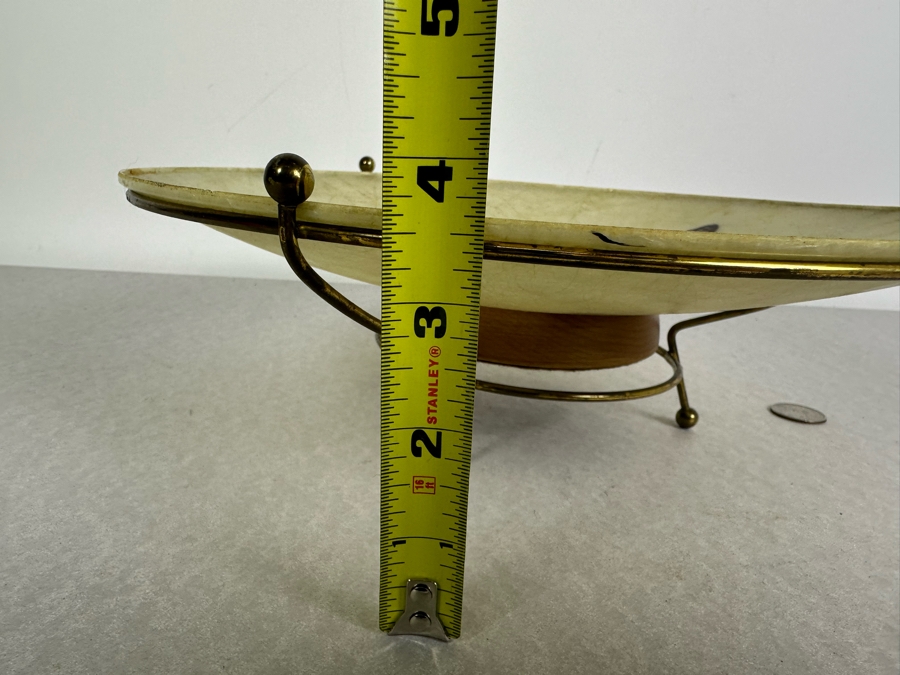 Vintage MCM Fiberglass Butterfly Bowl With Brass Stand 12'W X 4'H [Photo 9]