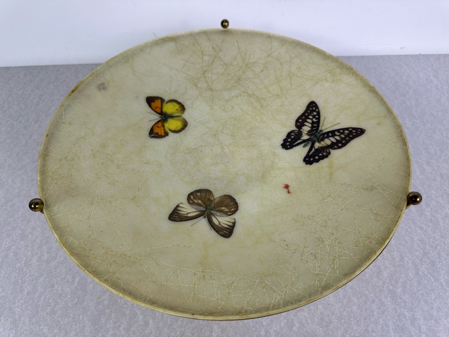 Vintage MCM Fiberglass Butterfly Bowl With Brass Stand 12'W X 4'H [Photo 5]