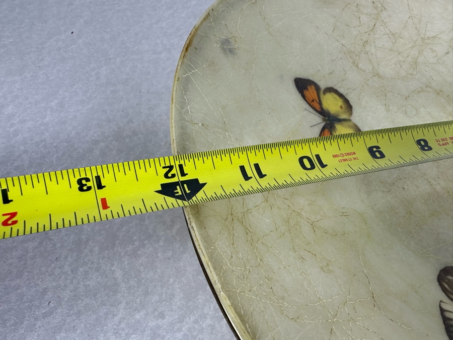 Vintage MCM Fiberglass Butterfly Bowl With Brass Stand 12'W X 4'H [Photo 8]