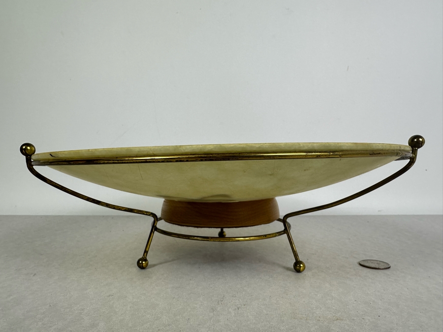 Vintage MCM Fiberglass Butterfly Bowl With Brass Stand 12'W X 4'H [Photo 3]