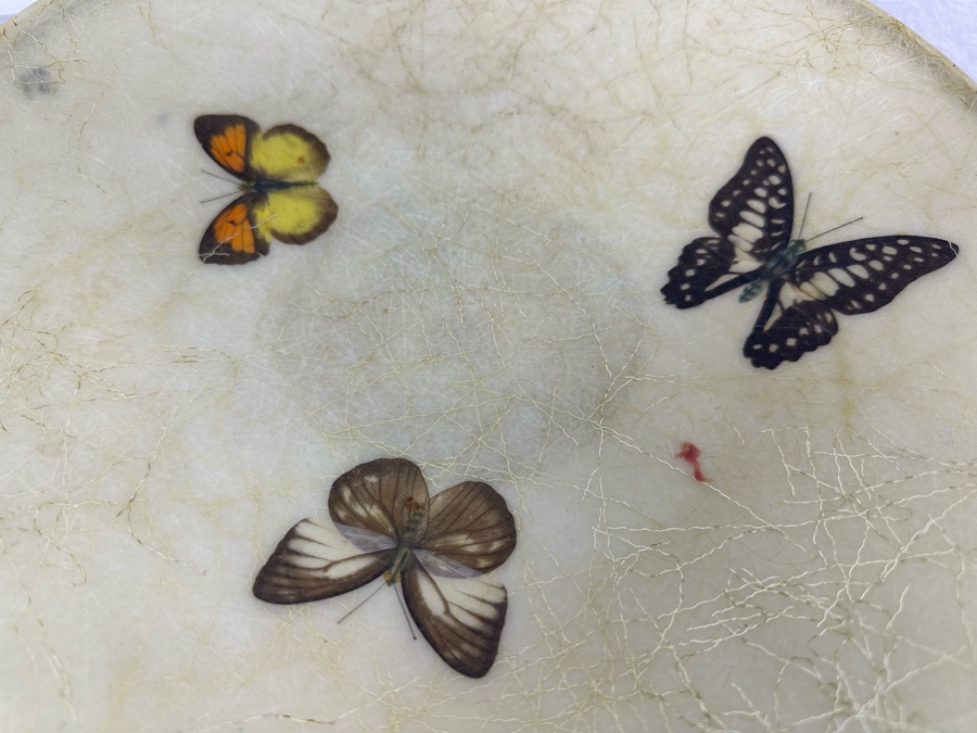 Vintage MCM Fiberglass Butterfly Bowl With Brass Stand 12'W X 4'H [Photo 6]