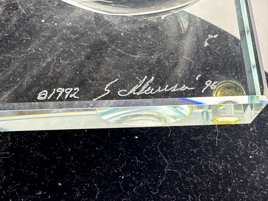 Stephen Schlanser Artist Signed Studio Glass Angled Sculptural Vase 10'W X 3'D X 10.5'H [Photo 7]