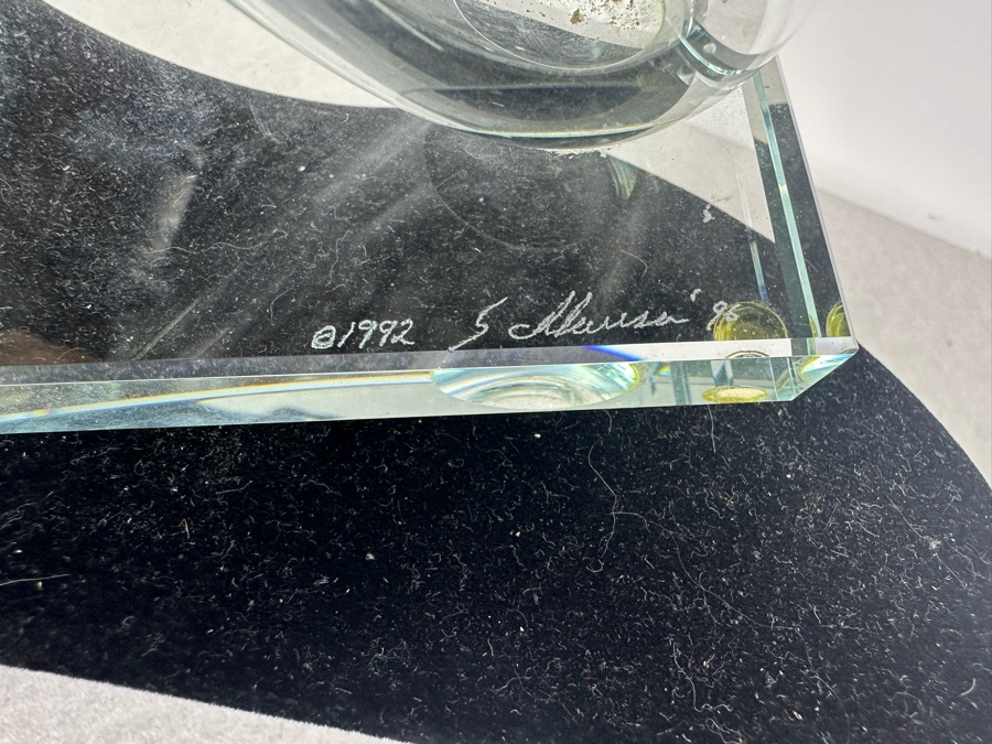 Stephen Schlanser Artist Signed Studio Glass Angled Sculptural Vase 10'W X 3'D X 10.5'H [Photo 6]