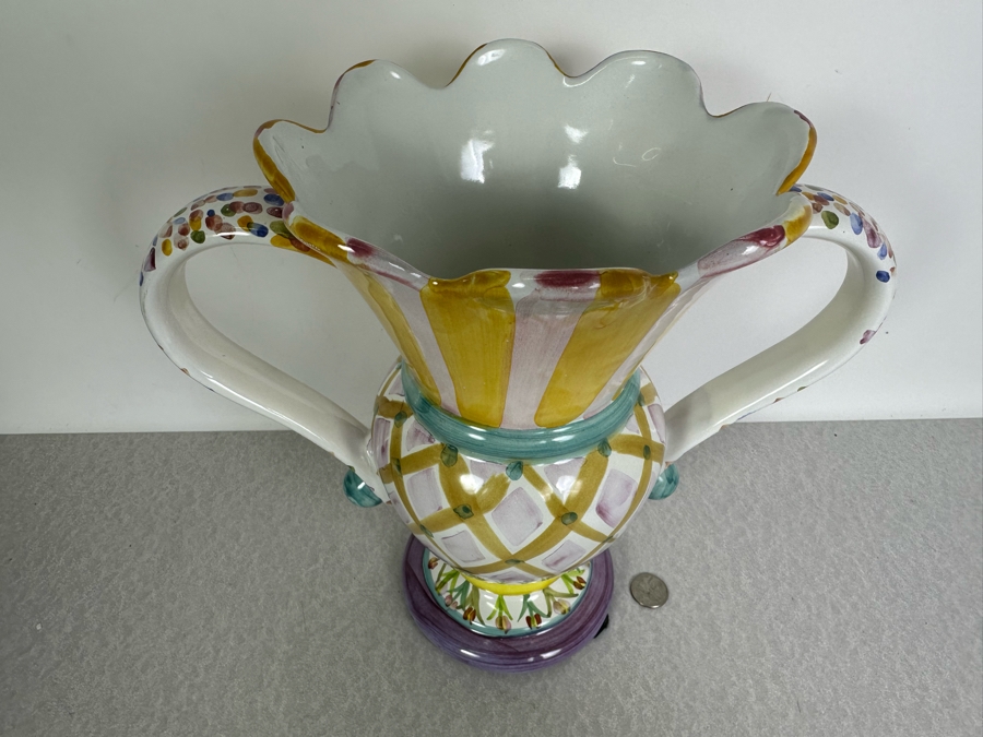 Mackenzie-Childs Hand Painted Ceramic Vase 12'H [Photo 2]