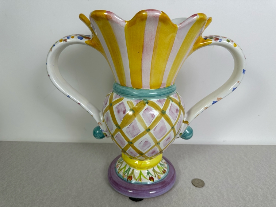 Mackenzie-Childs Hand Painted Ceramic Vase 12'H [Photo 3]