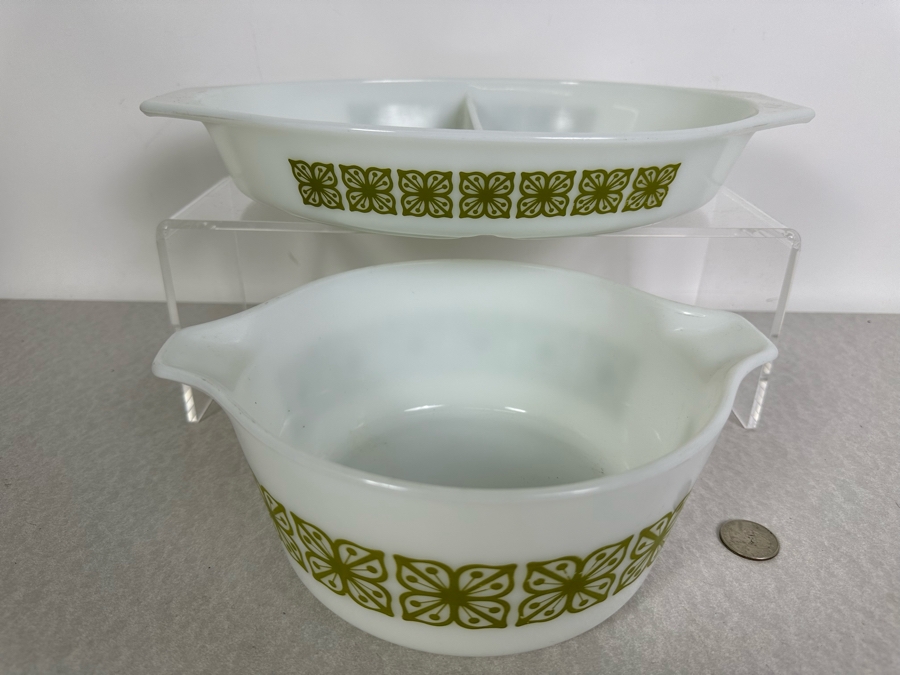 Vintage Pyrex Bowl 9.5'W & Dish 12.5'W [Photo 2]