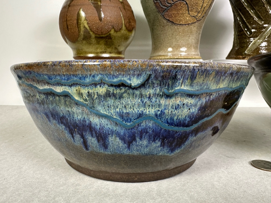 Collection of 6 Artist Signed Studio Pottery Bowls and Vases [Photo 6]