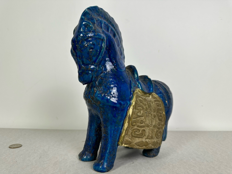 Vintage MCM Bitossi Italian Ceramic Pottery Horse Sculpture By Aldo Londi With Chinese Glazed Finish Created In Italy For Rosenthal-Netter Inc 10'W X 5'D X 10'H - See Photos For Several Chips [Photo 3]