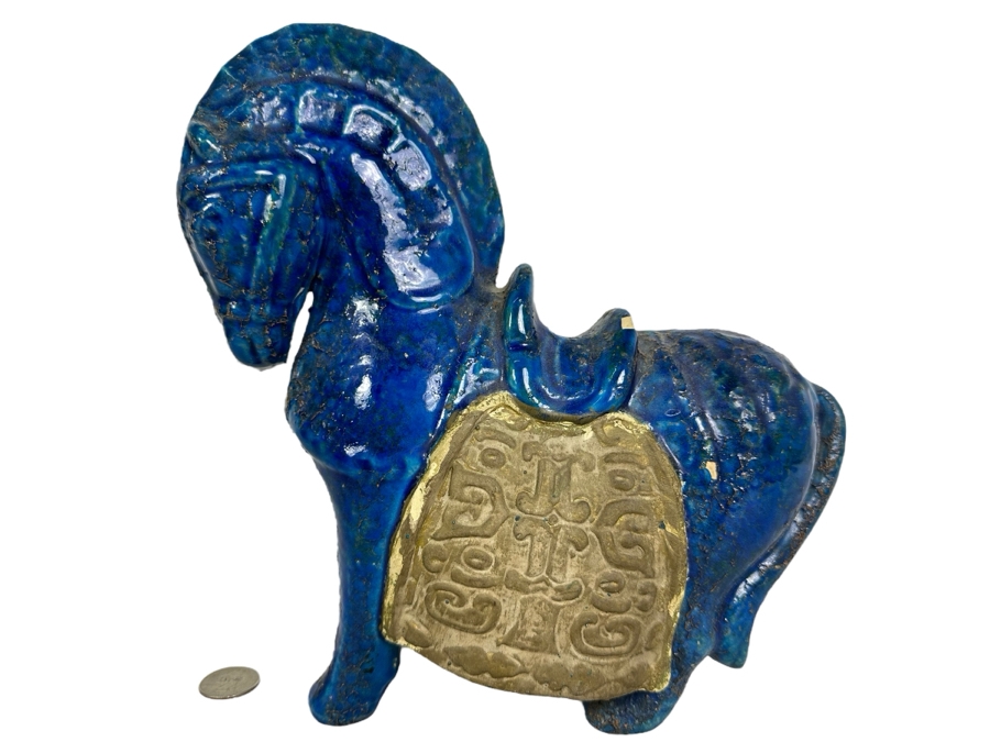 Vintage MCM Bitossi Italian Ceramic Pottery Horse Sculpture By Aldo Londi With Chinese Glazed Finish Created In Italy For Rosenthal-Netter Inc 10'W X 5'D X 10'H - See Photos For Several Chips [Photo 1]