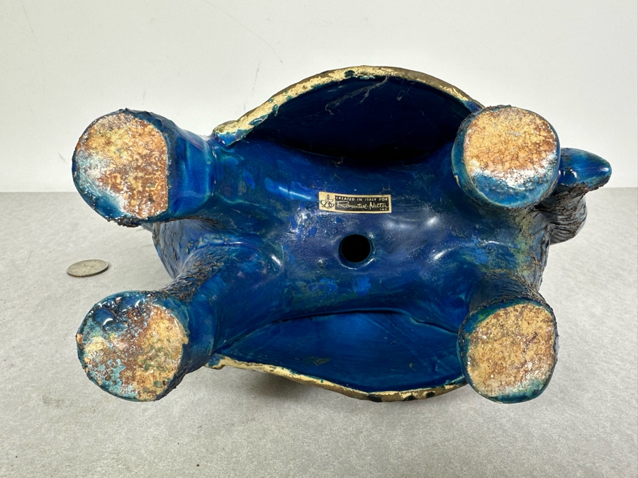 Vintage MCM Bitossi Italian Ceramic Pottery Horse Sculpture By Aldo Londi With Chinese Glazed Finish Created In Italy For Rosenthal-Netter Inc 10'W X 5'D X 10'H - See Photos For Several Chips [Photo 9]