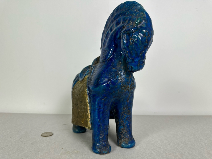 Vintage MCM Bitossi Italian Ceramic Pottery Horse Sculpture By Aldo Londi With Chinese Glazed Finish Created In Italy For Rosenthal-Netter Inc 10'W X 5'D X 10'H - See Photos For Several Chips [Photo 8]