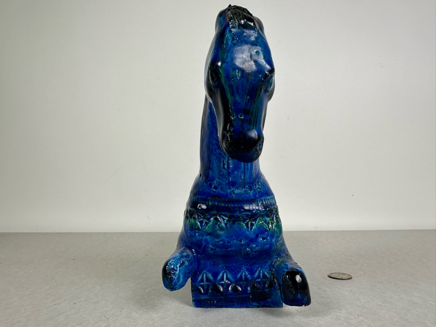 Vintage Mid-Century Modern Bitossi Italian Ceramic Pottery Horse Bookends Sculpture By Aldo Londi With Chinese Glazed Finish 12'W X 4.5'D X 9'H - See Photos For Repaired Foot & Tail [Photo 7]
