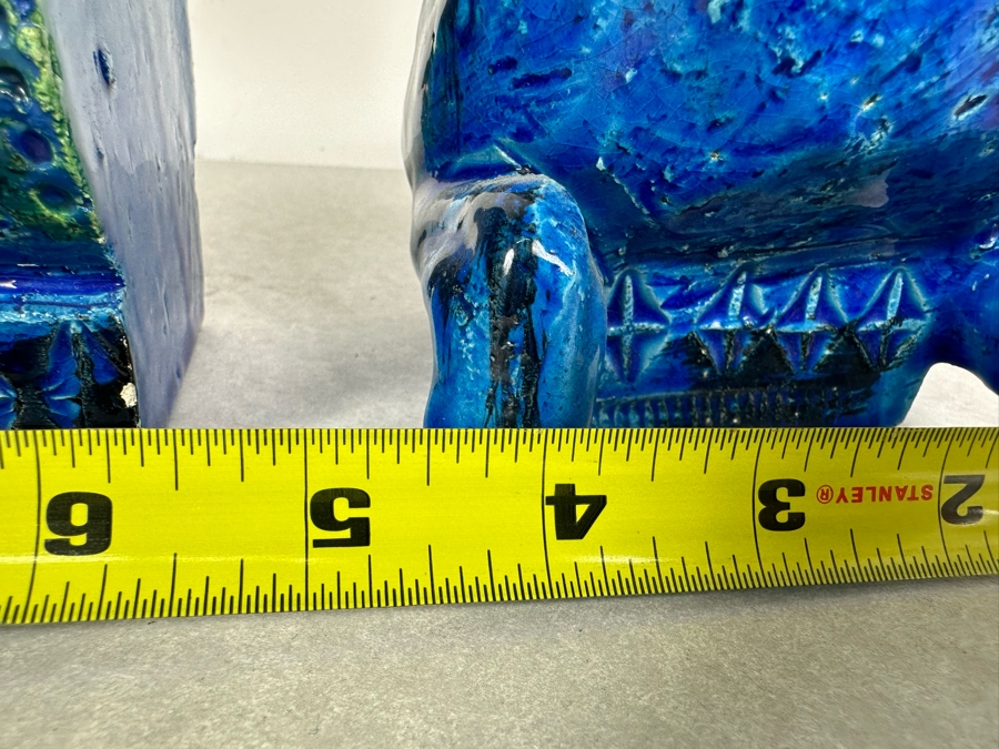 Vintage Mid-Century Modern Bitossi Italian Ceramic Pottery Horse Bookends Sculpture By Aldo Londi With Chinese Glazed Finish 12'W X 4.5'D X 9'H - See Photos For Repaired Foot & Tail [Photo 17]