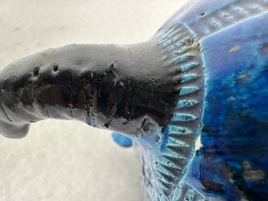 Vintage Mid-Century Modern Bitossi Italian Ceramic Pottery Horse Bookends Sculpture By Aldo Londi With Chinese Glazed Finish 12'W X 4.5'D X 9'H - See Photos For Repaired Foot & Tail [Photo 13]