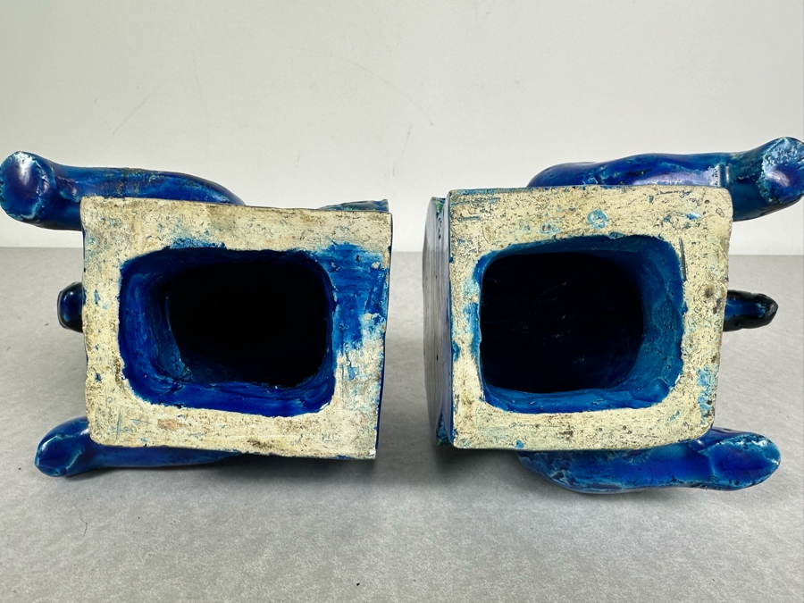 Vintage Mid-Century Modern Bitossi Italian Ceramic Pottery Horse Bookends Sculpture By Aldo Londi With Chinese Glazed Finish 12'W X 4.5'D X 9'H - See Photos For Repaired Foot & Tail [Photo 15]