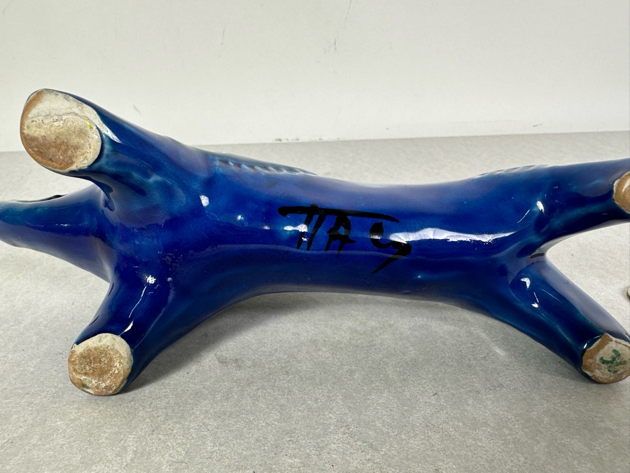 Vintage Mid-Century Modern Bitossi Italian Ceramic Pottery Wild Boar Sculpture By Aldo Londi With Chinese Glazed Finish 8'W X 3'D X 4'H - See Photos For Several Chips [Photo 9]