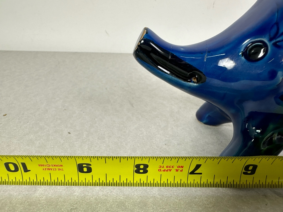 Vintage Mid-Century Modern Bitossi Italian Ceramic Pottery Wild Boar Sculpture By Aldo Londi With Chinese Glazed Finish 8'W X 3'D X 4'H - See Photos For Several Chips [Photo 10]
