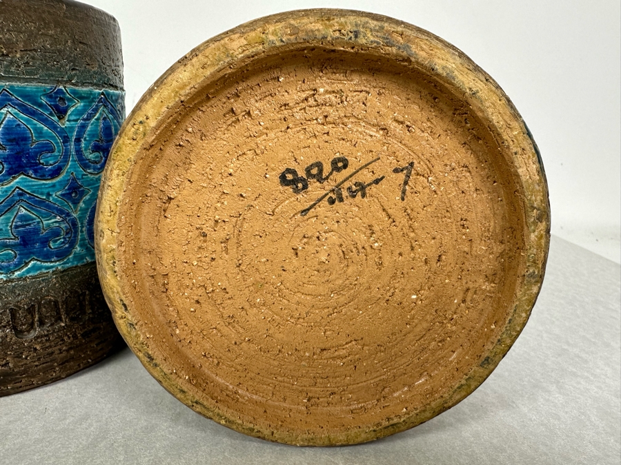 (4) Vintage Mid-Century Modern Italian Bitossi Ceramic Moresco Pots Jars With Lids By Adlo Londi For The Broadway 4'H To 9'H - See Photos For Several Chips [Photo 8]