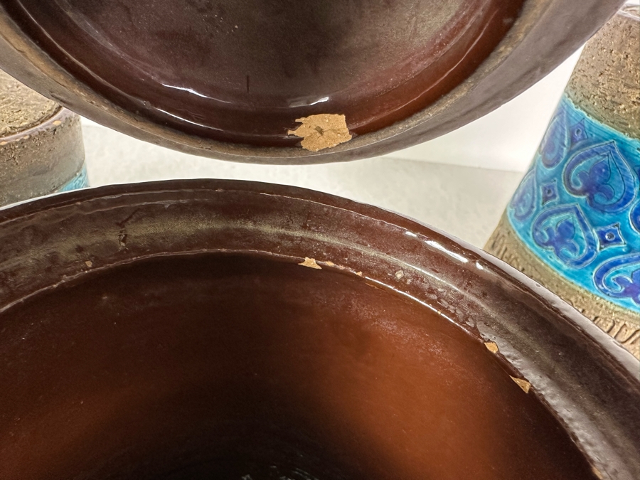 (4) Vintage Mid-Century Modern Italian Bitossi Ceramic Moresco Pots Jars With Lids By Adlo Londi For The Broadway 4'H To 9'H - See Photos For Several Chips [Photo 10]