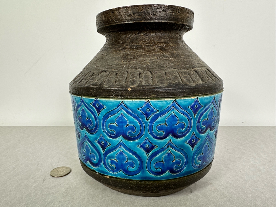 Vintage Mid-Century Modern Italian Bitossi Ceramic Moresco Pot Jar Vase By Adlo Londi 7'H [Photo 4]